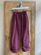 Les Animaux Elasticated waist drill pant Claret