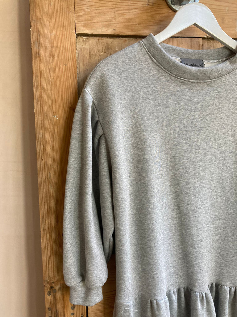 Les Animaux Long Sleeve Sweatshirt dress Lt Grey Marl